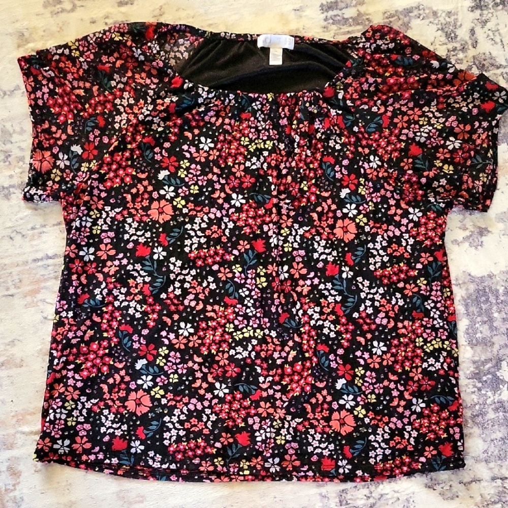 So It Is 3X Floral Black and Red Women's Top